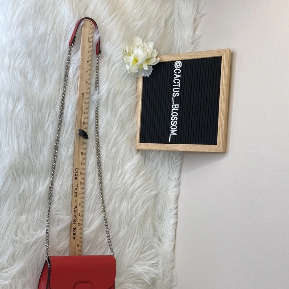 BCBG Red Mini Purse Chain Strap Handbag - Picture 10 of 14